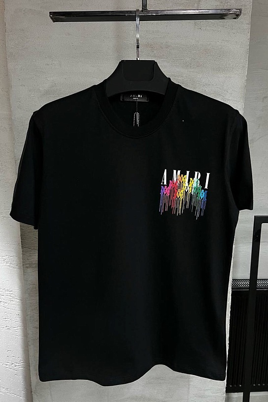 Футболка чёрного цвета Amiri Paint Drip logo-print
