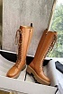 Женские кожаные сапоги Celine Premium - Brown