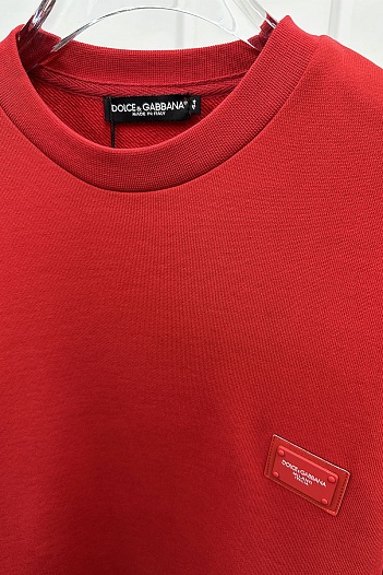 Красный оверсайз свитшот Dolce & Gabbana logo-plaque   
