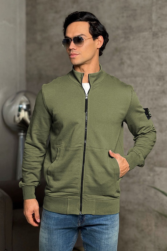 Кофта зелёного цвета Stone Island Zip-Up Compass-patch