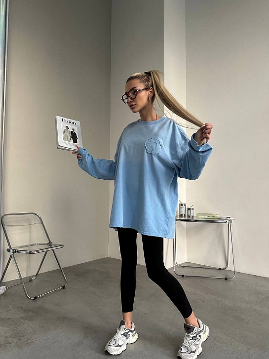 Женский лонгслив голубого цвета Chrome Hearts