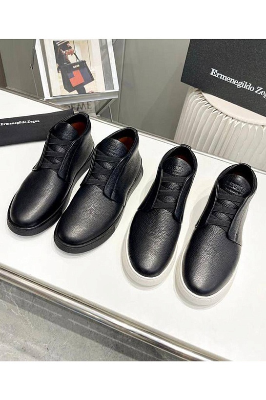 Кожаные кроссовки Zegna Triple Stitch high-top