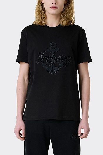 Футболка чёрного цвета Iceberg anchor logo   