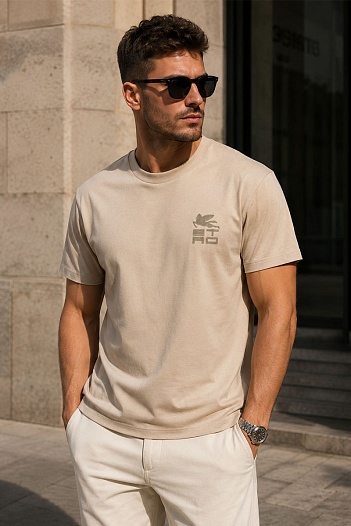 Футболка бежевого цвета Etro Pegasus   
