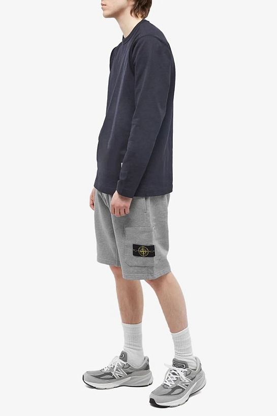 Мужские серые шорты Stone Island compass-patch