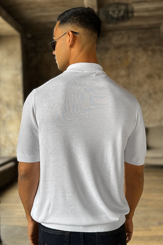 Мужское поло Stefano Ricci Eagle zip-neck - White
