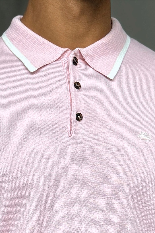 Поло с длинным рукавом Etro Pegaso logo - Pink