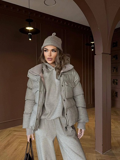 Женский костюм тройка на флисе Loro Piana premium - Beige   