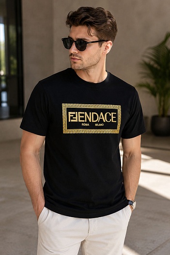 Чёрная футболка Collaboration Fendi x Versace Fendace Logo   