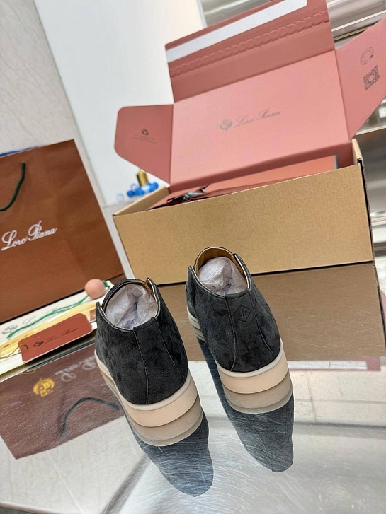 Женские замшевые лоферы Loro Piana premium - Grey