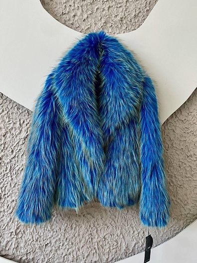 Женская эко шуба синего цвета   