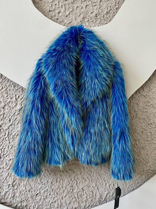 Женская эко шуба синего цвета