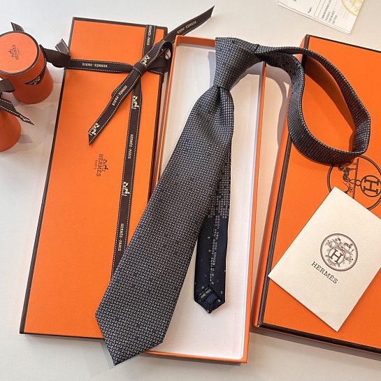 Галстук Hermes geometric logo-print premium - Navy