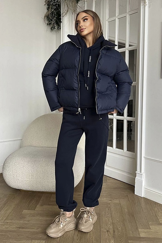 Женский костюм тройка на флисе Loewe Premium - Navy