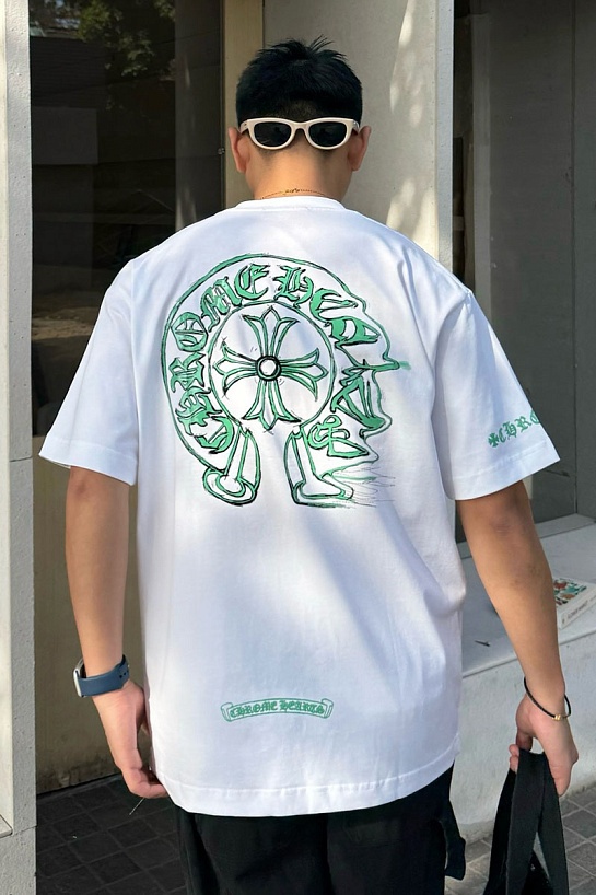 Белая оверсайз футболка Chrome Hearts Premium