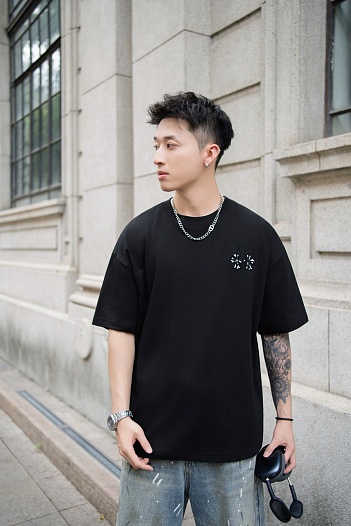 Чёрная оверсайз футболка Chrome Hearts Premium   