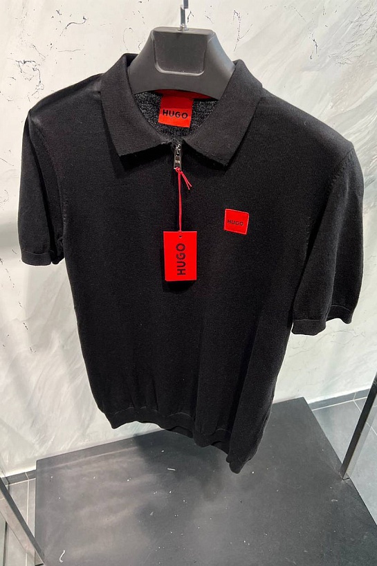 Мужское чёрное поло Hugo Boss classic badge