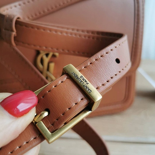 Кожаная сумка Yves Saint Laurent Solferino Lock 23x16 см - Brown
