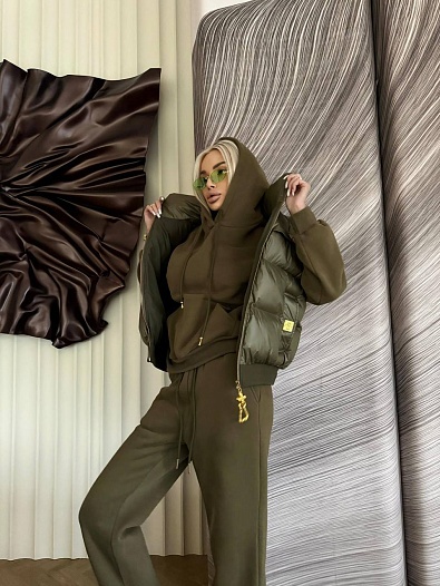 Женский костюм тройка на флисе Schiaparelli Premium - Green   