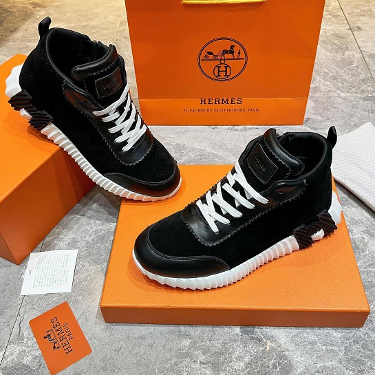 Кроссовки с мехом Hermes Bouncing high-top - Black / White
