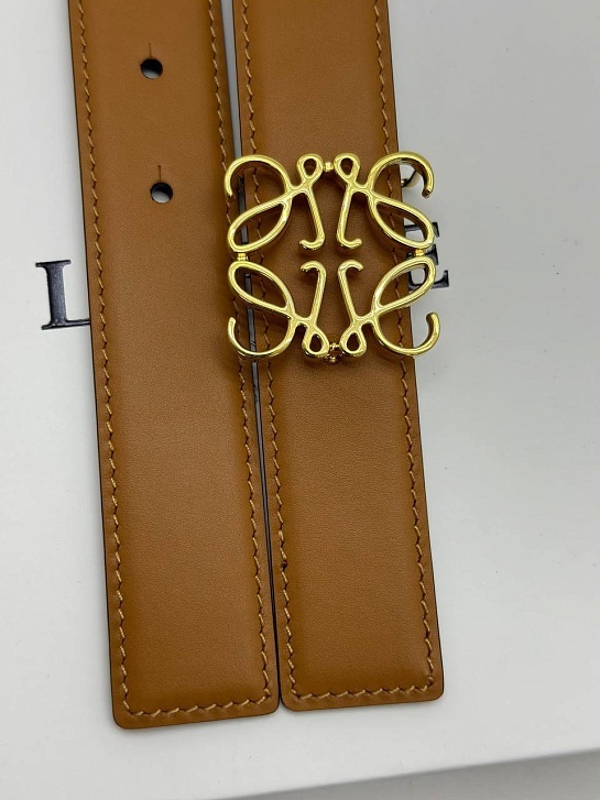 Женский двусторонний ремень Loewe (ширина 3.2 см, длина 80 / 85 см) - Gold