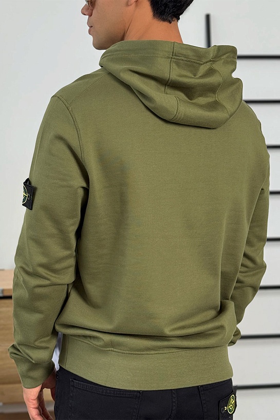 Мужское худи зелёного цвета Stone Island Compass-patch