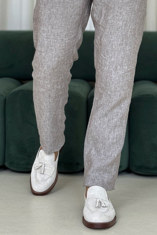 Замшевые лоферы Brunello Cucinelli tassels - Light Grey