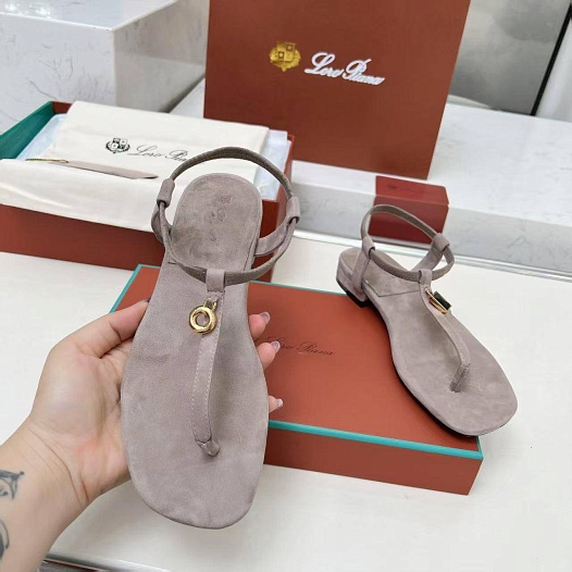 Женские замшевые сандалии Loro Piana Premium - Grey   