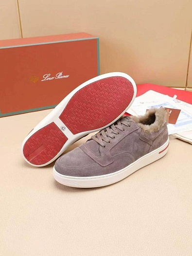 Кроссовки с мехом Loro Piana Newport Walk - Beige   