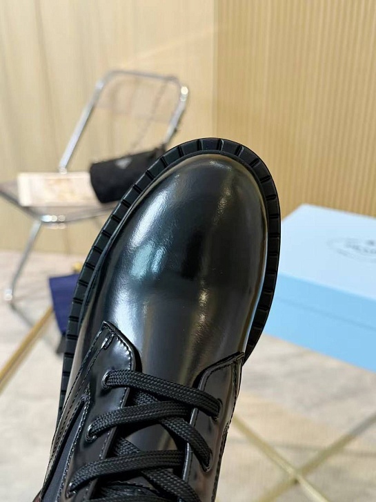 Женские кожаные ботинки Prada premium - Black
