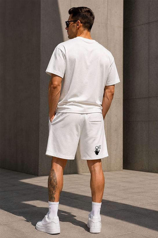 Мужские белые шорты Off-White "Boy bitten by a lizard"