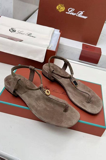 Женские замшевые сандалии Loro Piana Premium - Brown   