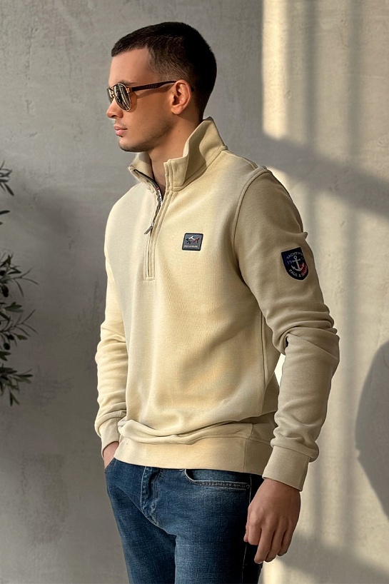 Кофта с высоким горлом Paul & Shark logo-patch - Beige