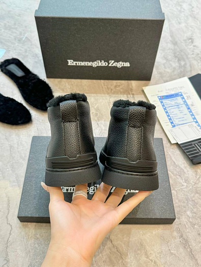 Кроссовки с мехом Ermenegildo Zegna Triple Stitch - Black   