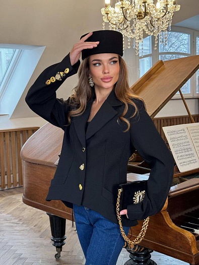 Женский классический пиджак чёрного цвета Schiaparelli premium   