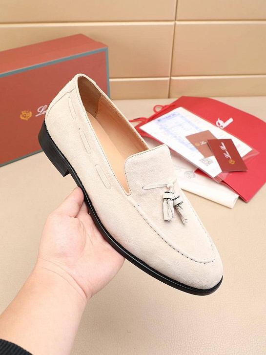 Замшевые лоферы Loro Piana tassel - Beige