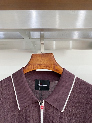 Вязаное поло коричневого цвета Kiton premium   