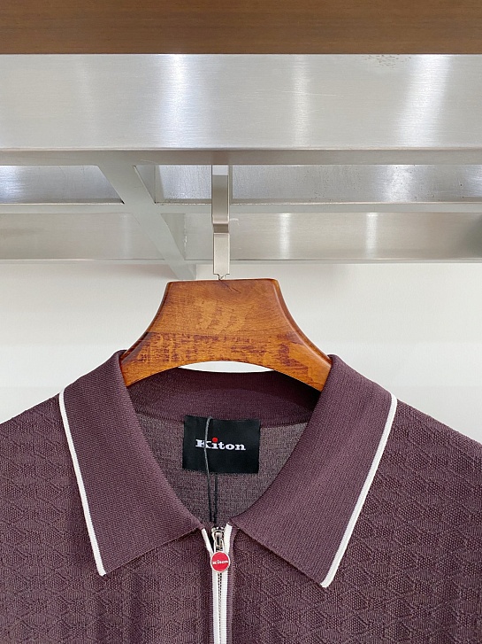 Вязаное поло коричневого цвета Kiton premium