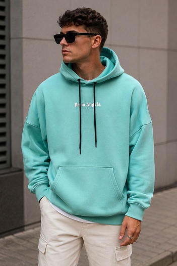 Бирюзовое оверсайз худи Palm Angels Classic logo-print   