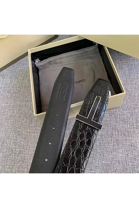 Кожаный чёрный ремень Tom Ford (ширина 3.8 см, длина 110 см)