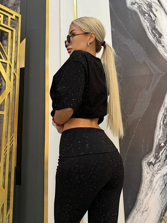 Женский костюм со стразами Balenciaga Premium - Black