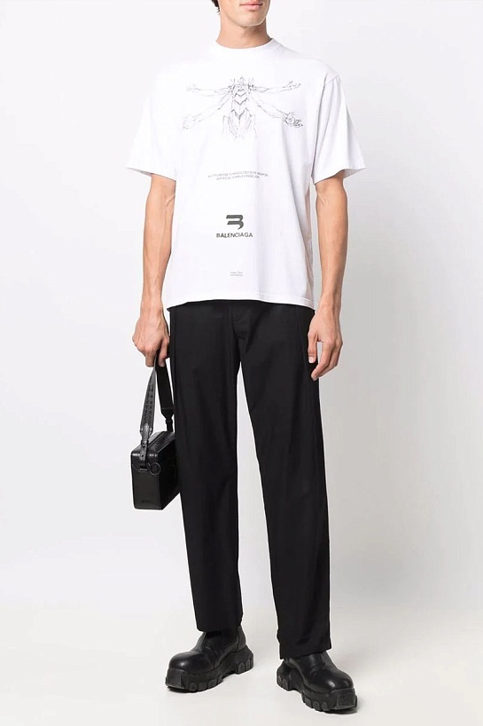 Белая оверсайз футболка Balenciaga Evangelion