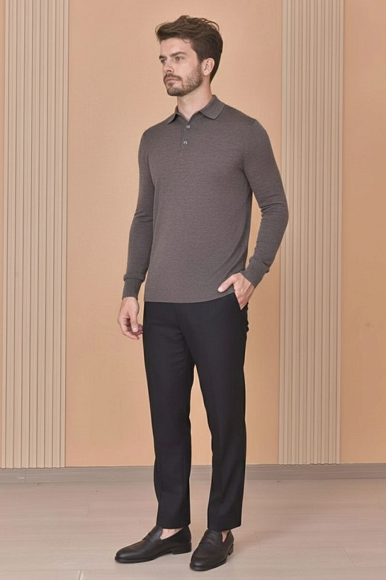 Поло с длинным рукавом Loro Piana Premium - Gray Coffee