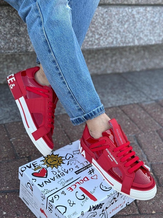 Женские кроссовки Dolce & Gabbana Custom 2.Zero - Red