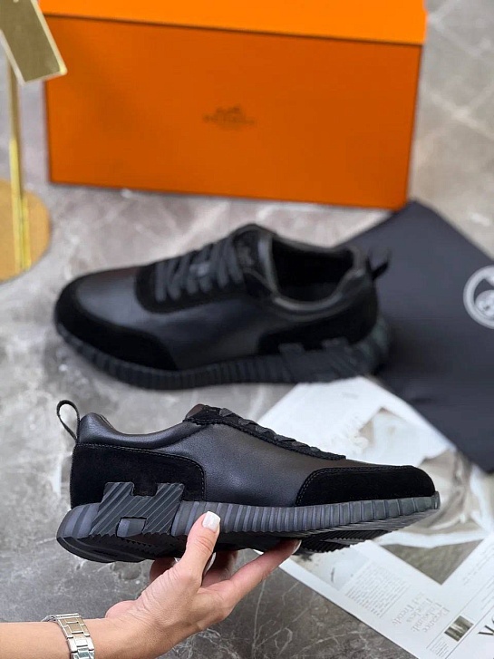 Комбинированные кроссовки Hermes Bouncing - Black
