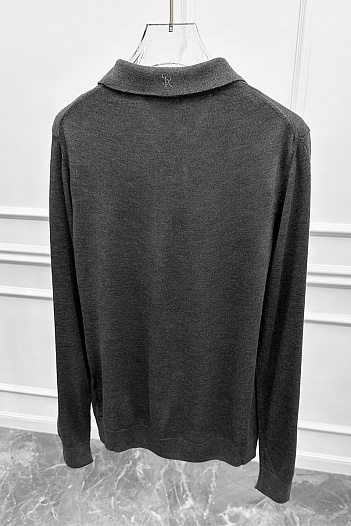 Серое поло с длинным рукавом Stefano Ricci zip-up   