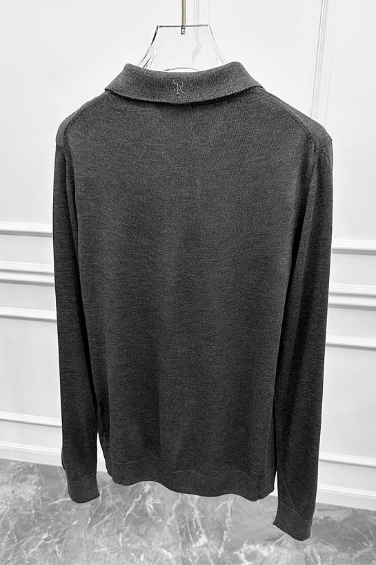 Серое поло с длинным рукавом Stefano Ricci zip-up