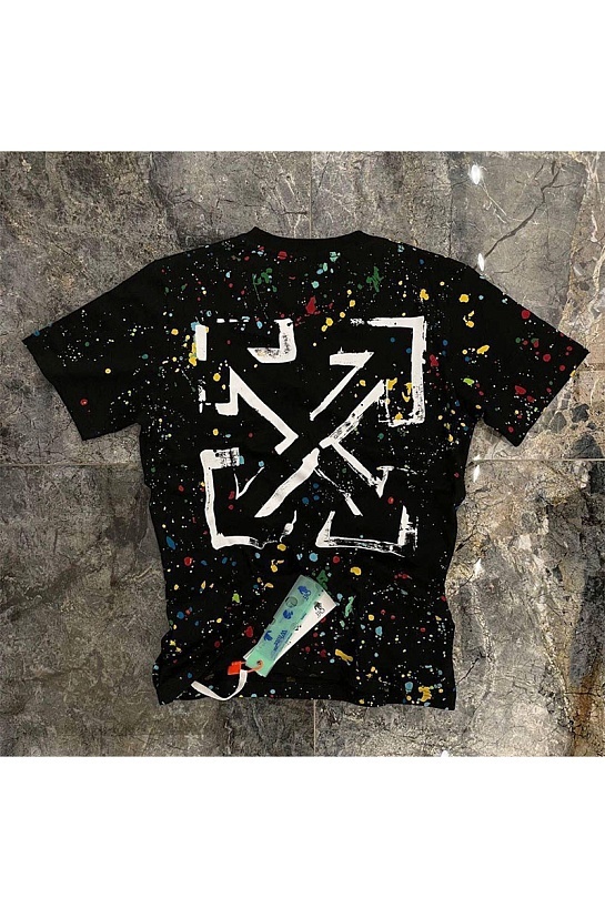 Мужская чёрная футболка Off-White x Marais Splatter print