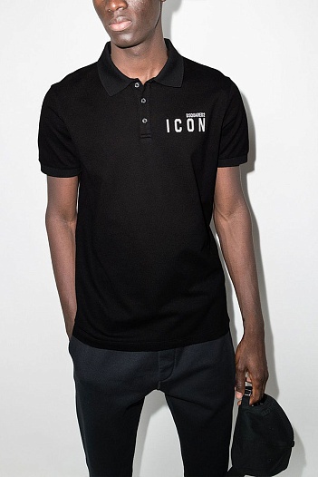 Мужское чёрное поло Dsquared2 ICON white-logo   