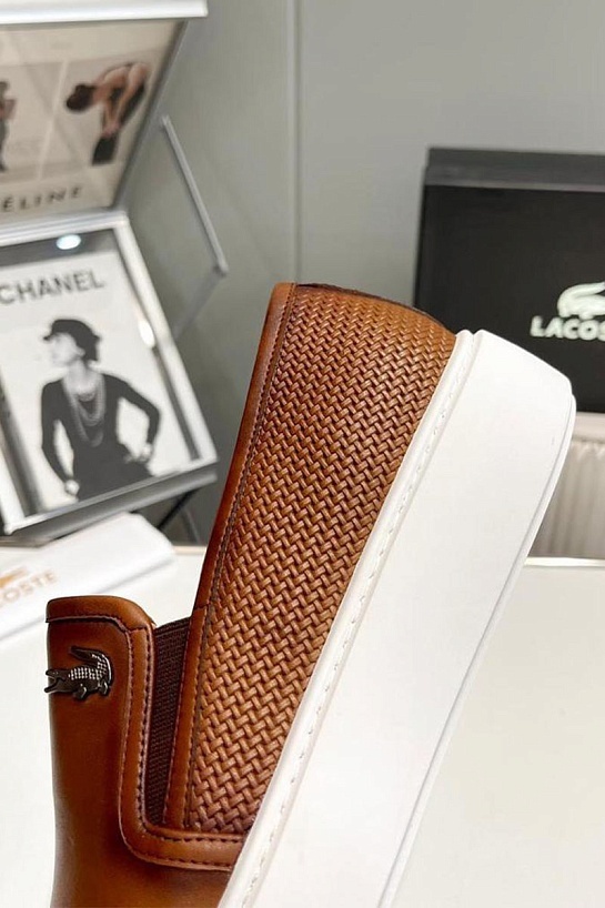 Кожаные слипоны Lacoste logo-plaque - Brown